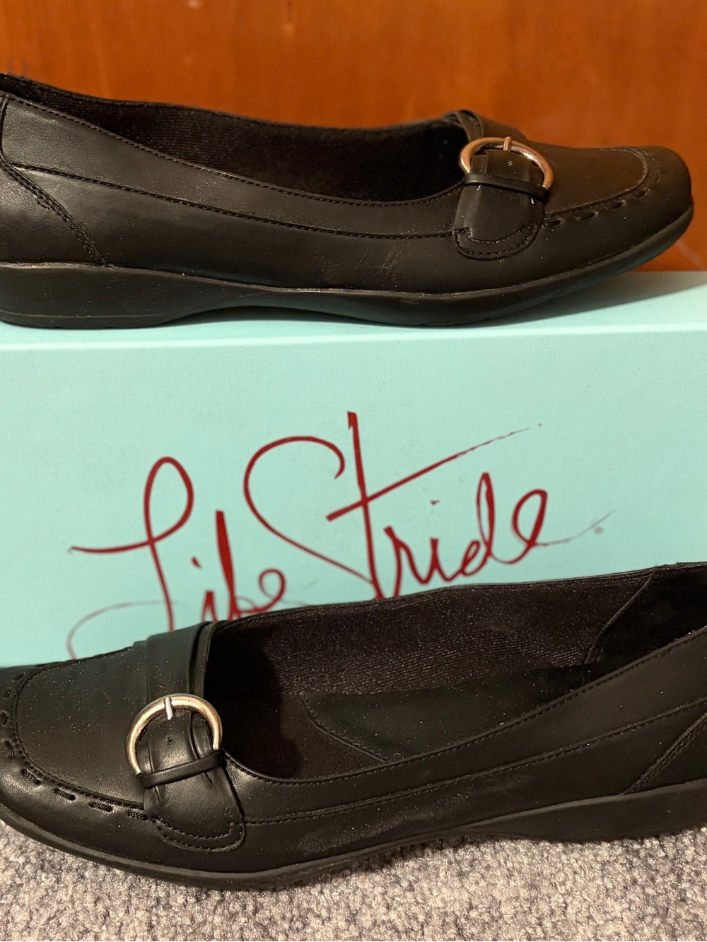 Life Stride Black Slip-On Loafers Size 10